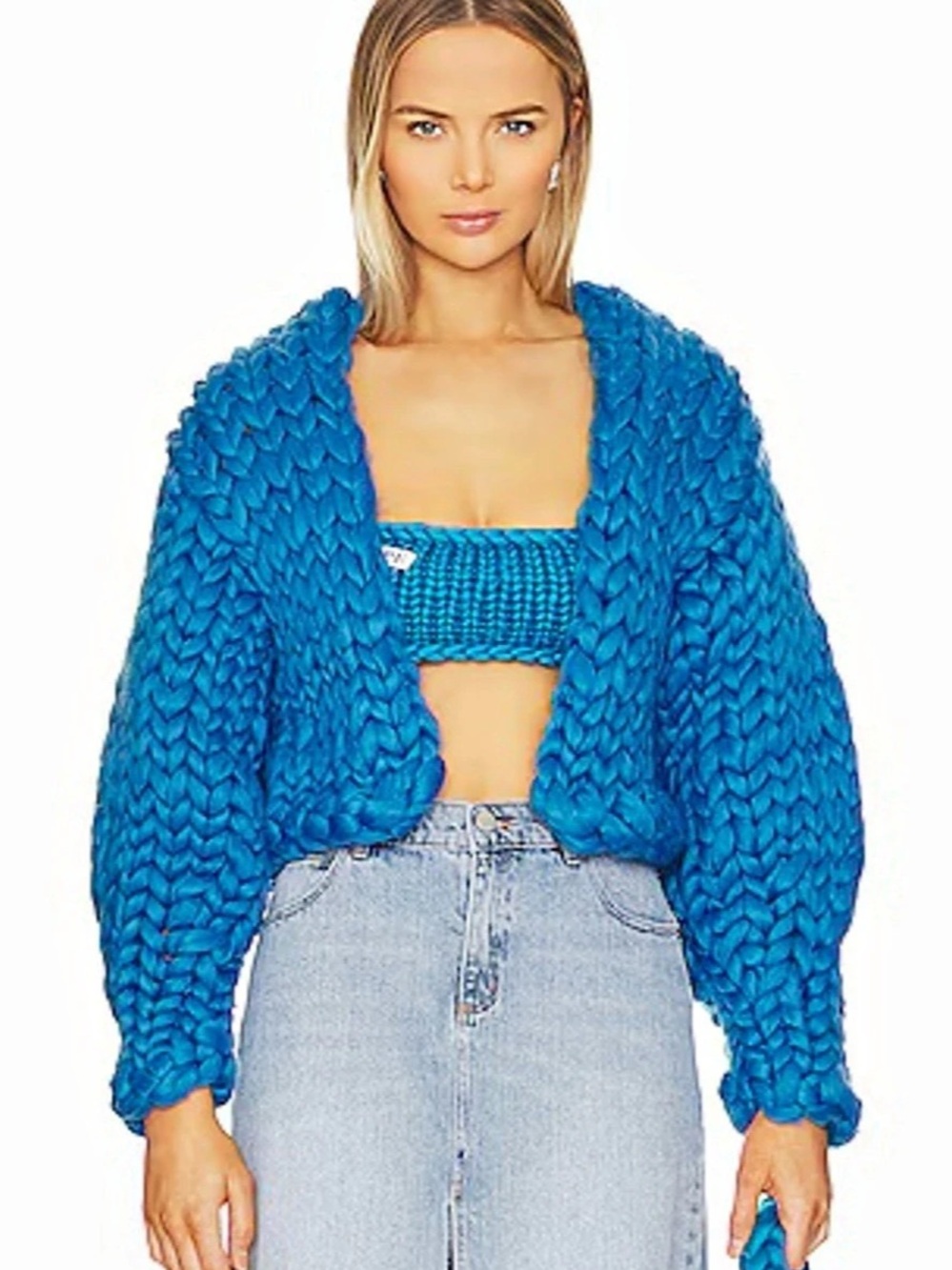 Hope Macaulay Block Colossal Knit Jacket Blue Size S/M